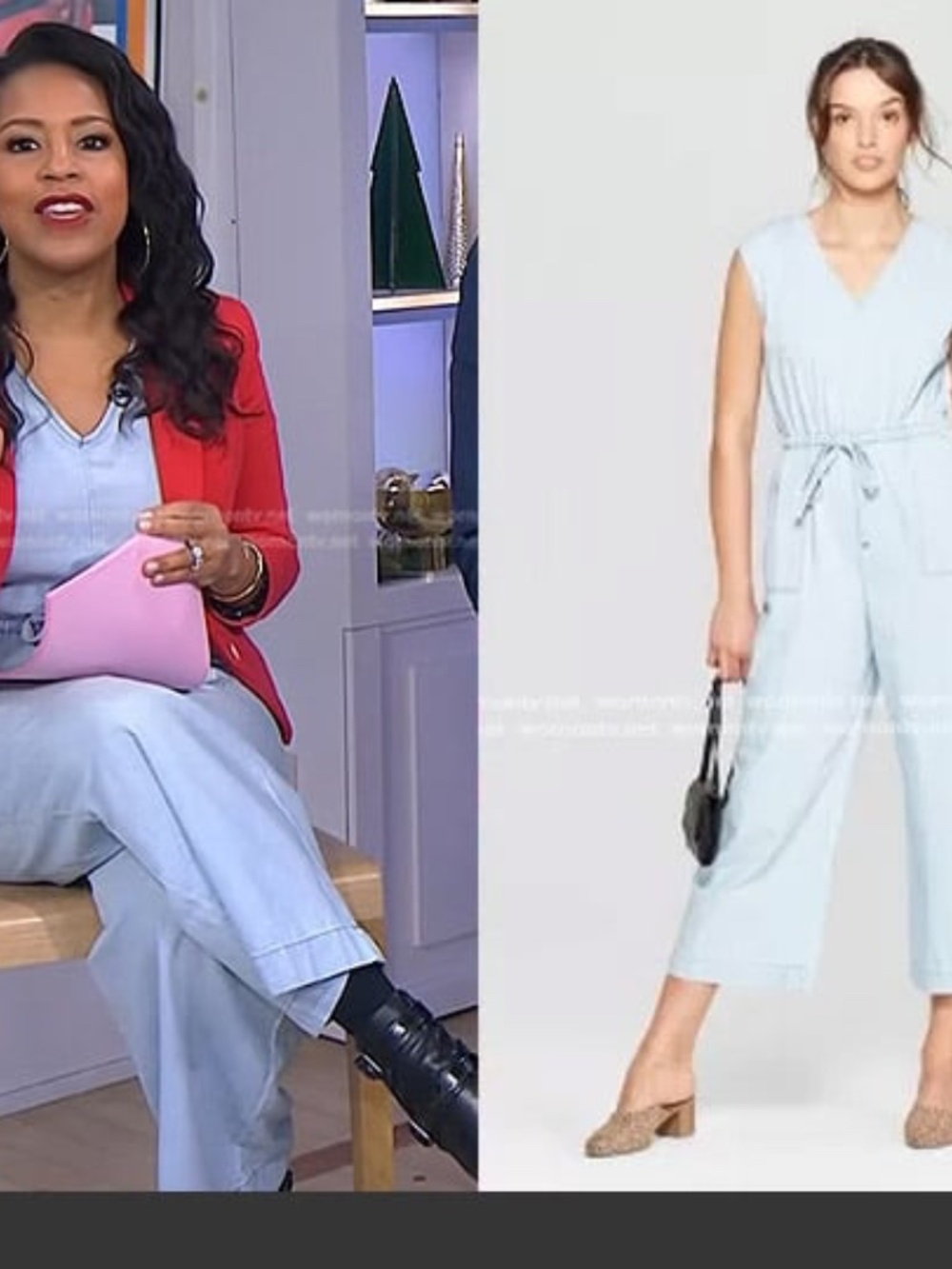 Universal Thread Chambray Denim Light Wash Jumpsuit Tie Waist - XS - Picture 5 of 5
